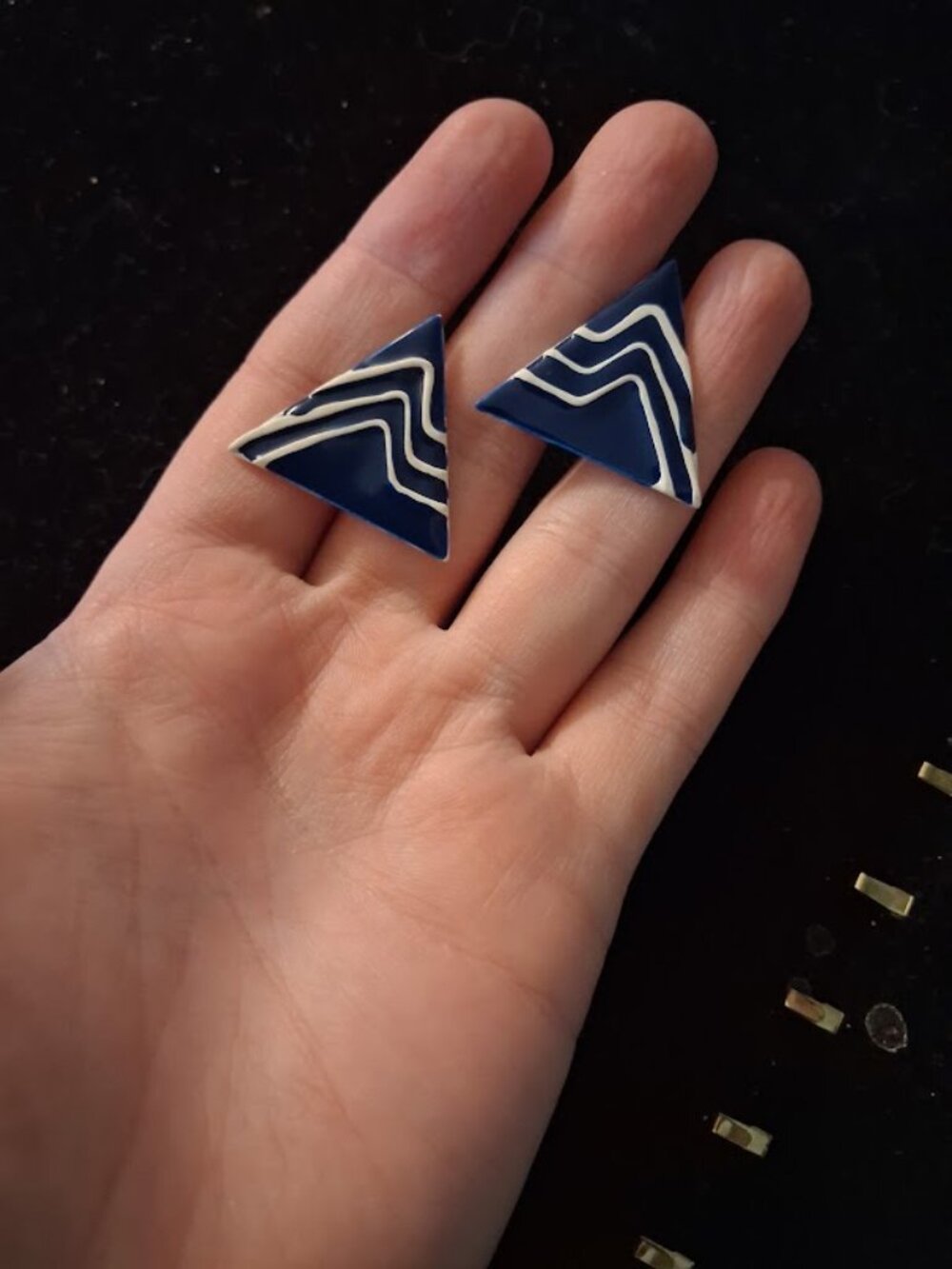 Retro style Triangle clip on earrings